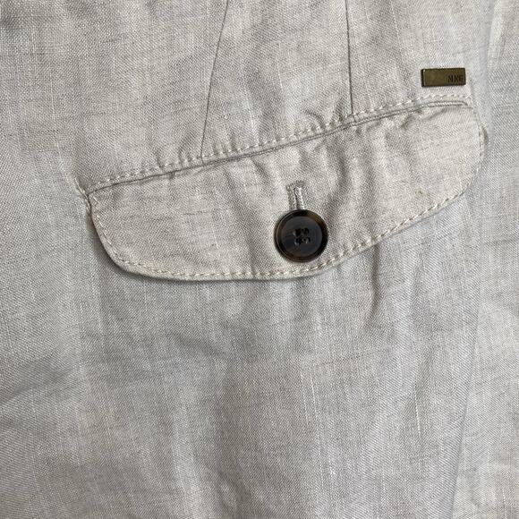 MNG Women's Ivory Linen Pants Size 14 Tapered Career Coastal Old Money Natural - Picture 13 of 14